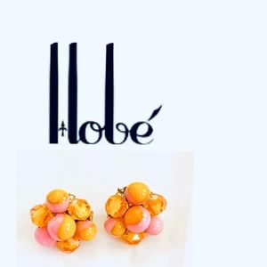 Hobe Vintage Art Glass Earrings cluster Clip Backs